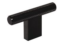 Bouton GRAF forme T aluminium anodisé Noir mat brossé