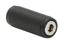 Bouton strié acier Ø 12 mm Noir mat avec vis apparente zinguée