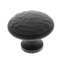 Bouton rond martelé fer Noir mat