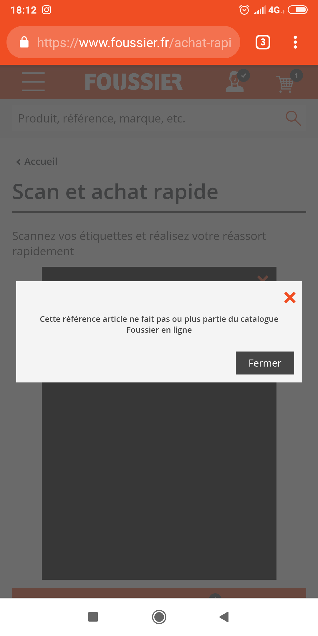 Fenêtre erreur